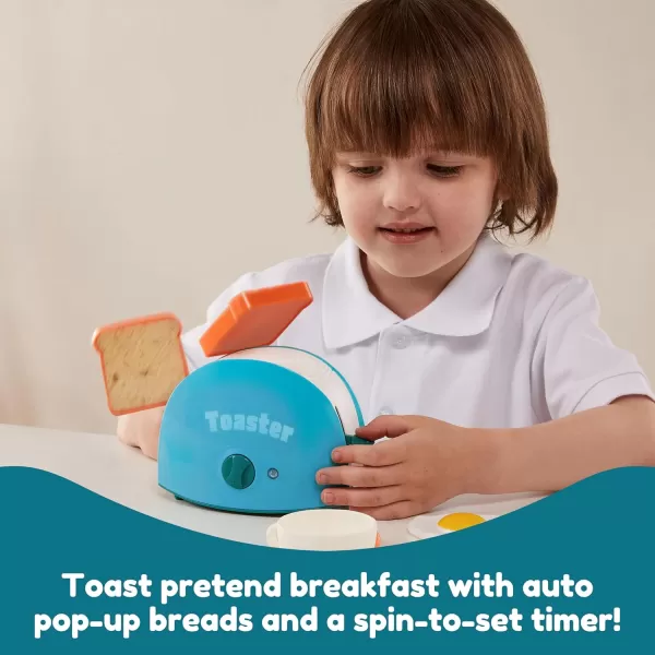 Joyin Play Kitchen Toys Pretend Play Kitchen Appliances Toy Set with Coffee Maker Mixer Toaster with Realistic Lightsampamp Sounds Birthday Gift for Kids Ages 3 PinkBlue