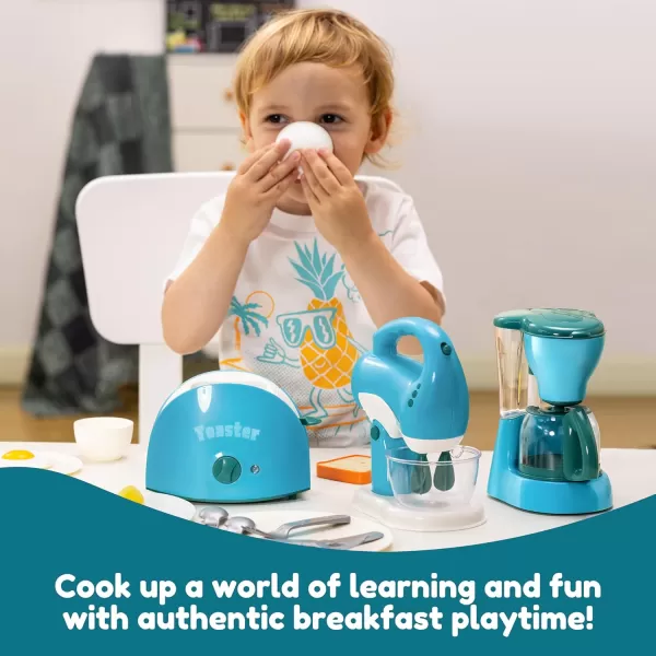 Joyin Play Kitchen Toys Pretend Play Kitchen Appliances Toy Set with Coffee Maker Mixer Toaster with Realistic Lightsampamp Sounds Birthday Gift for Kids Ages 3 PinkBlue