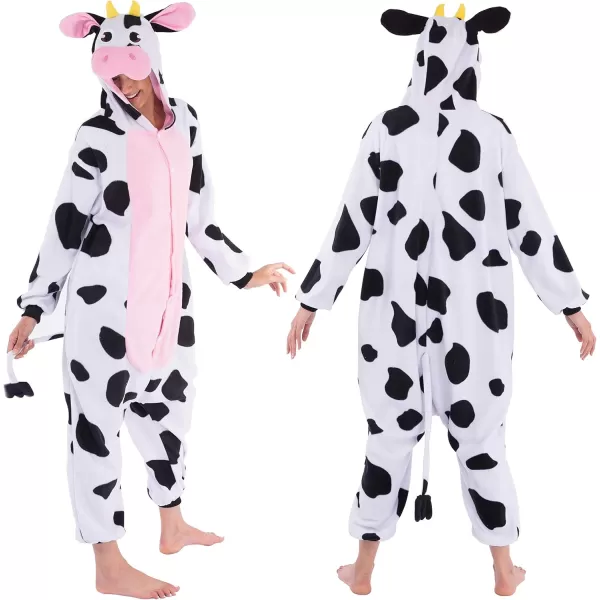 Spooktacular Creations Halloween Adult Cow Costume Cow Pajama Cow Halloween Costume for Halloween Cosplay Themed PartiesMulticolor