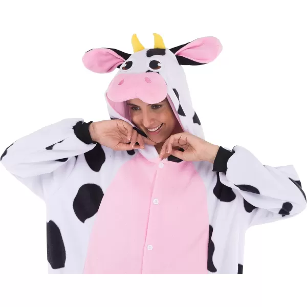 Spooktacular Creations Halloween Adult Cow Costume Cow Pajama Cow Halloween Costume for Halloween Cosplay Themed PartiesMulticolor