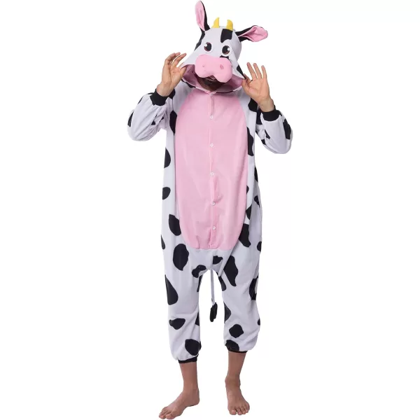Spooktacular Creations Halloween Adult Cow Costume Cow Pajama Cow Halloween Costume for Halloween Cosplay Themed PartiesMulticolor