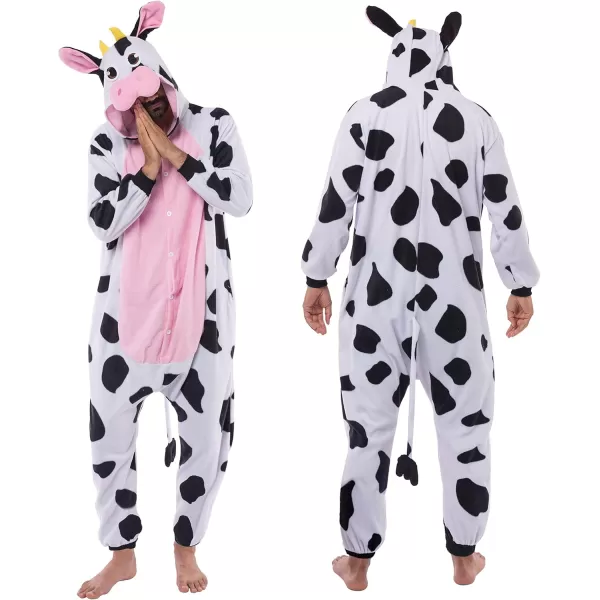 Spooktacular Creations Halloween Adult Cow Costume Cow Pajama Cow Halloween Costume for Halloween Cosplay Themed PartiesMulticolor