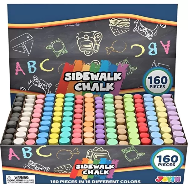 160 PCS Sidewalk Chalks Set NonToxic Washable Jumbo Chalk for Outdoor Art Play Painting on Chalkboard Blackboard and Playground