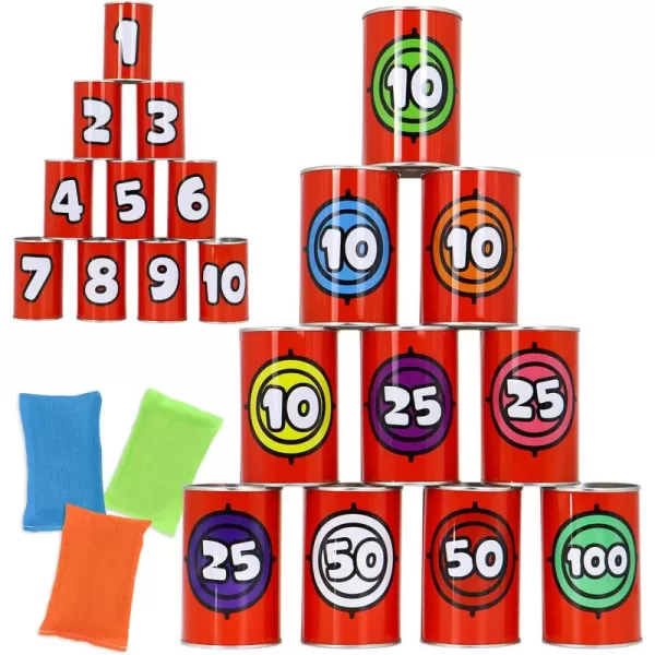 JOYIN 13 Pcs Carnival Bean Bag Toss Knockdown Can Game Set Holiday ampamp Birthday Party Games Outdoor Lawn Yard Activity for Kids Party Favors Easter Egg Hunt for Classroom Gifts Monster StyleNumber