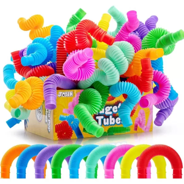 JOYIN 18 Pack Pop Tubes Sensory ToysSmall Fidget Tubes Party Favors  9 Colors Connectable and Extendable for Stress Relief  Perfect for Party Classroom Exchange School RewardLarge