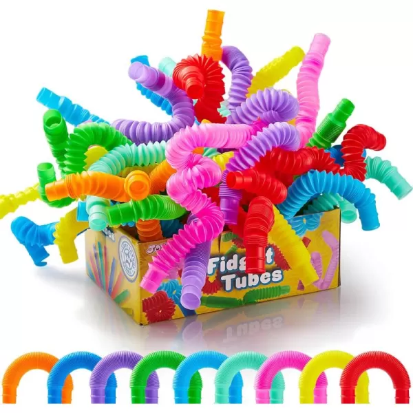 JOYIN 18 Pack Pop Tubes Sensory ToysSmall Fidget Tubes Party Favors  9 Colors Connectable and Extendable for Stress Relief  Perfect for Party Classroom Exchange School RewardSmall