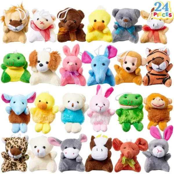 JOYIN 24 Pack Mini Animal Plush Toy Assortment 24 Units 3quot Each Animals Keychain Decoration for Kids Small Stuffed Animal Bulk for Kids Carnival Prizes School Gifts Valentines Day Party FavorsModern
