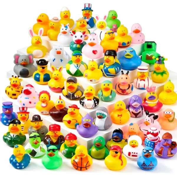 JOYIN 30 Pcs Rubber Ducks Random Assortment Mini Rubber Duckie Toys with Mesh Carry Bag for Kids Baby Bath Shower Toys Birthday Gifts Summer Beach Pool Activity Carnival Holiday Party Favors