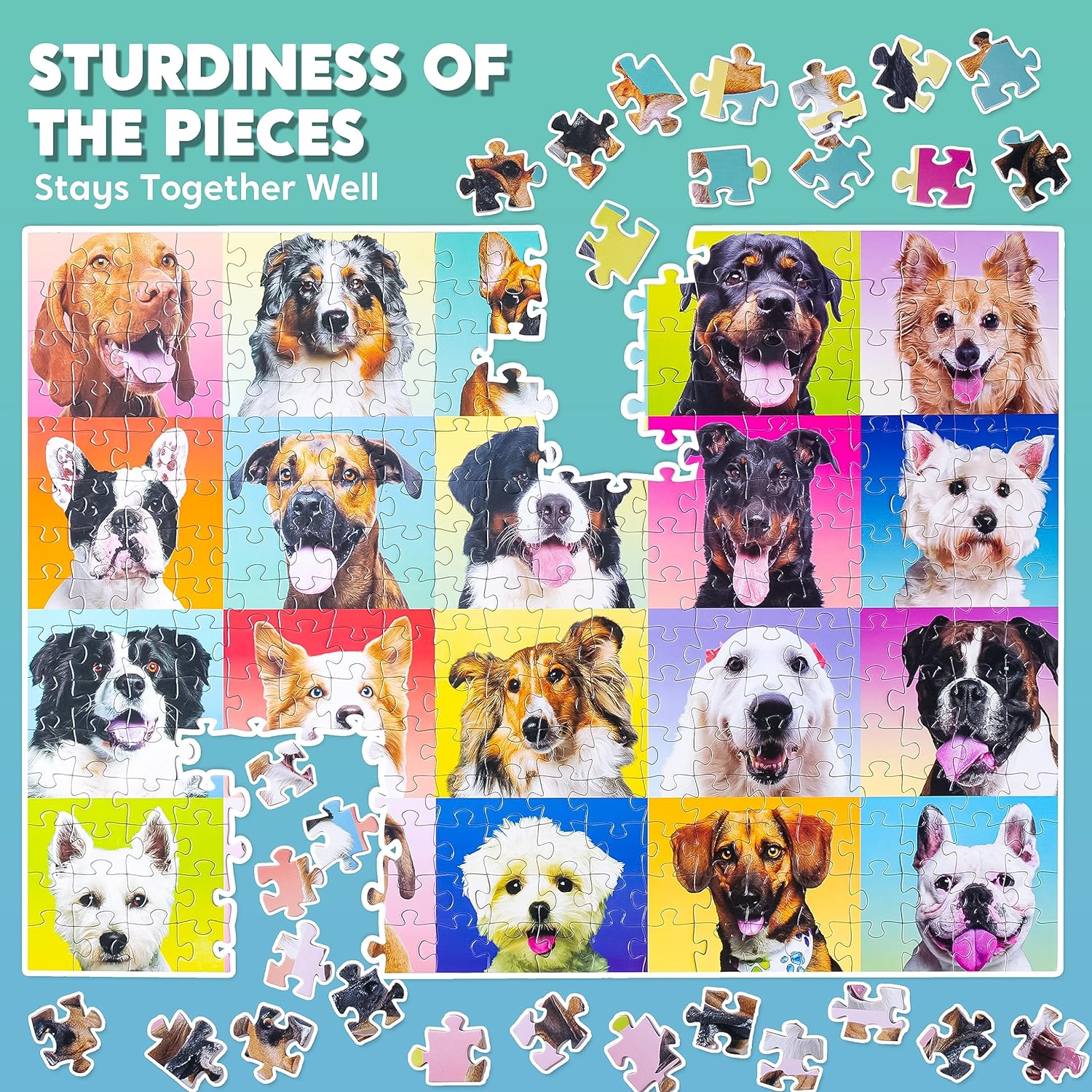 JOYIN 300 pcs Multicolor Dogs Puzzles Jigsaw Puzzle for Kids and Adults29quot x 21quot Puppy Theme Puzzles for Teens Collection Gift Home Art Decor