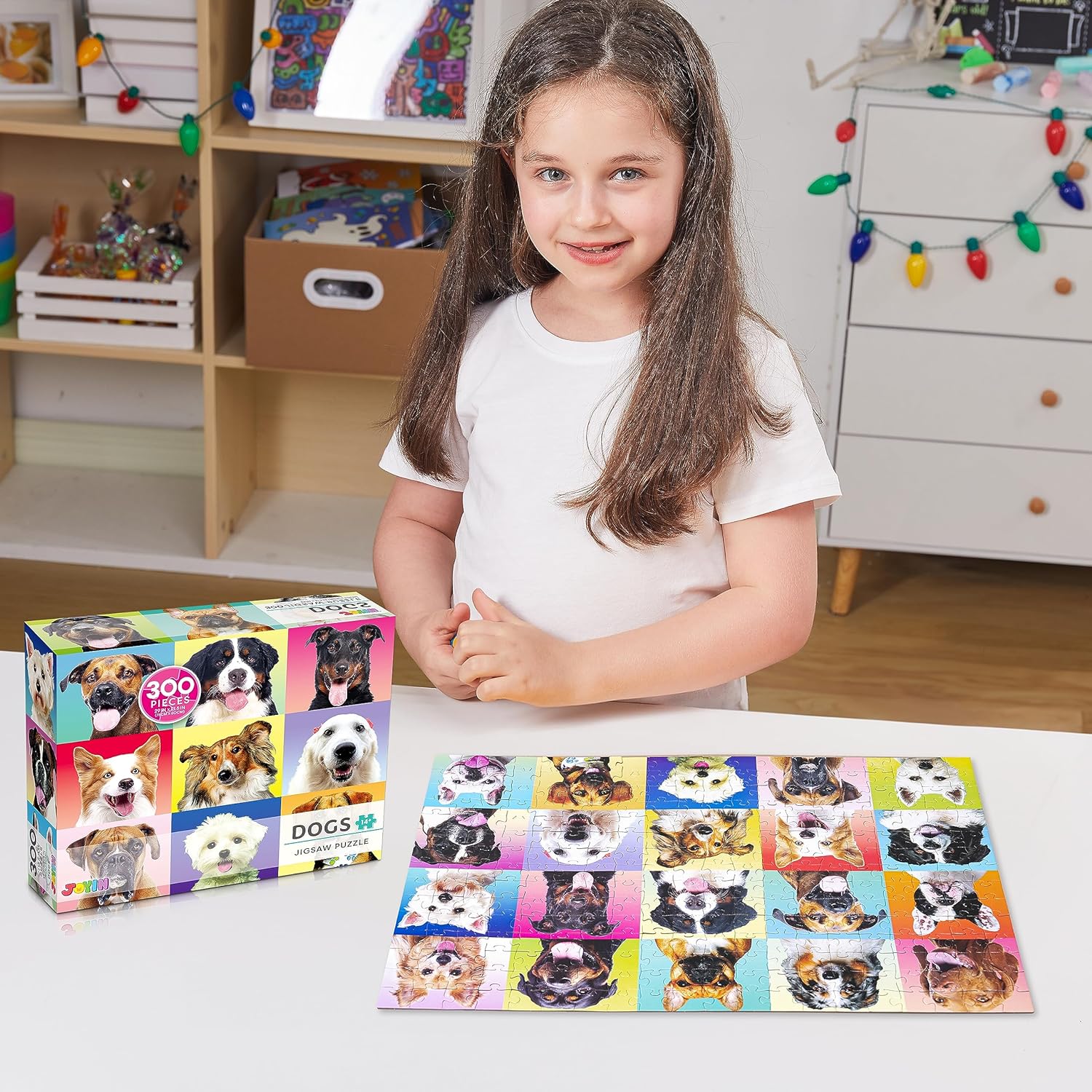 JOYIN 300 pcs Multicolor Dogs Puzzles Jigsaw Puzzle for Kids and Adults29quot x 21quot Puppy Theme Puzzles for Teens Collection Gift Home Art Decor