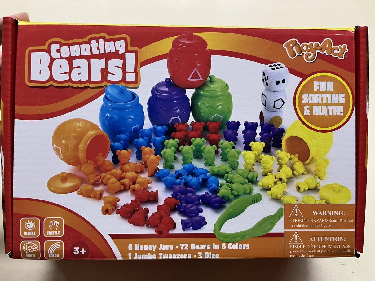 JOYIN Rainbow Counting Bears with Matching Sorting Cups  83 Pcs Set Learning Toys for Kids Age 3 Number Sorting Color Recognition Tweezers Dice Instruction Book Educational Gift