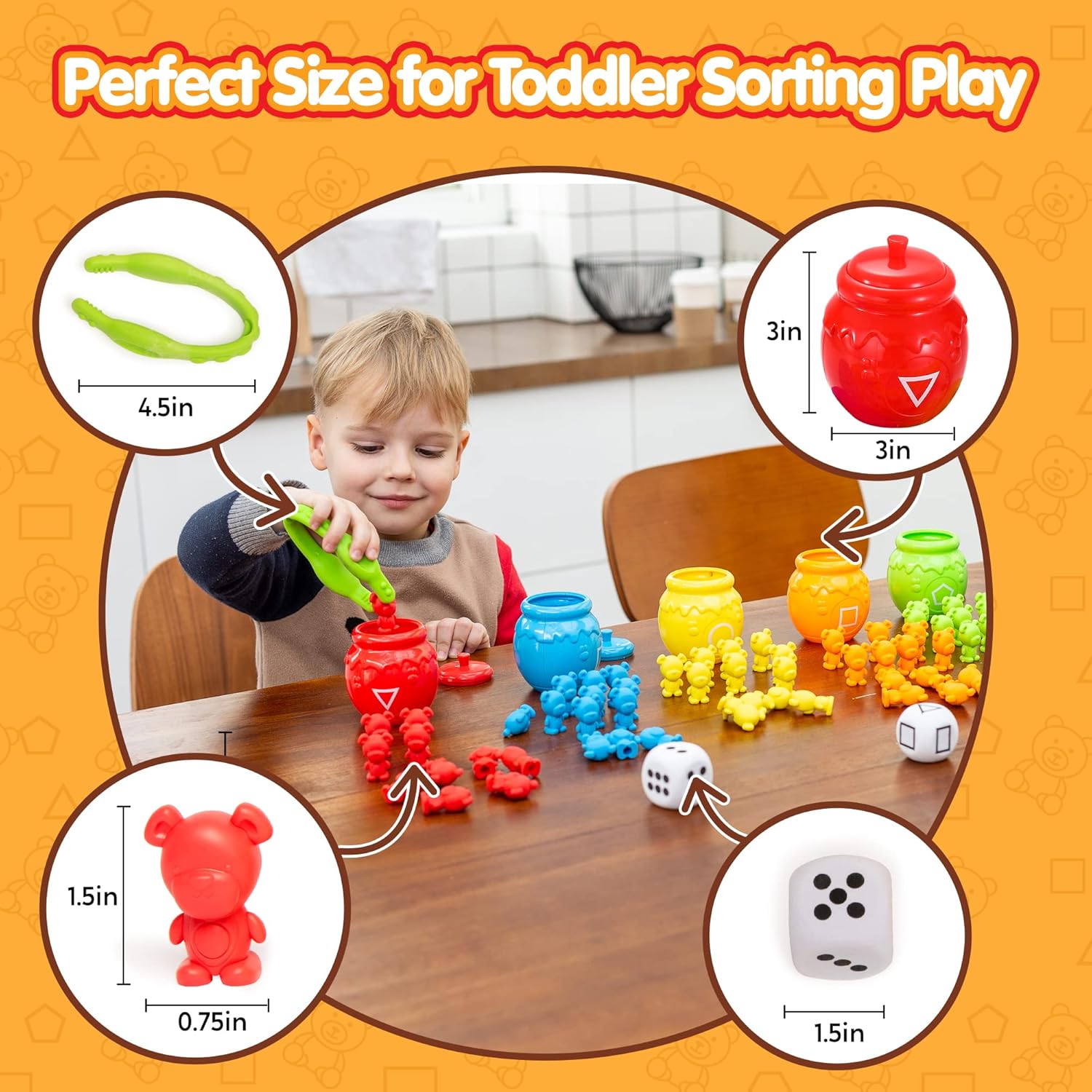 JOYIN Rainbow Counting Bears with Matching Sorting Cups  83 Pcs Set Learning Toys for Kids Age 3 Number Sorting Color Recognition Tweezers Dice Instruction Book Educational Gift