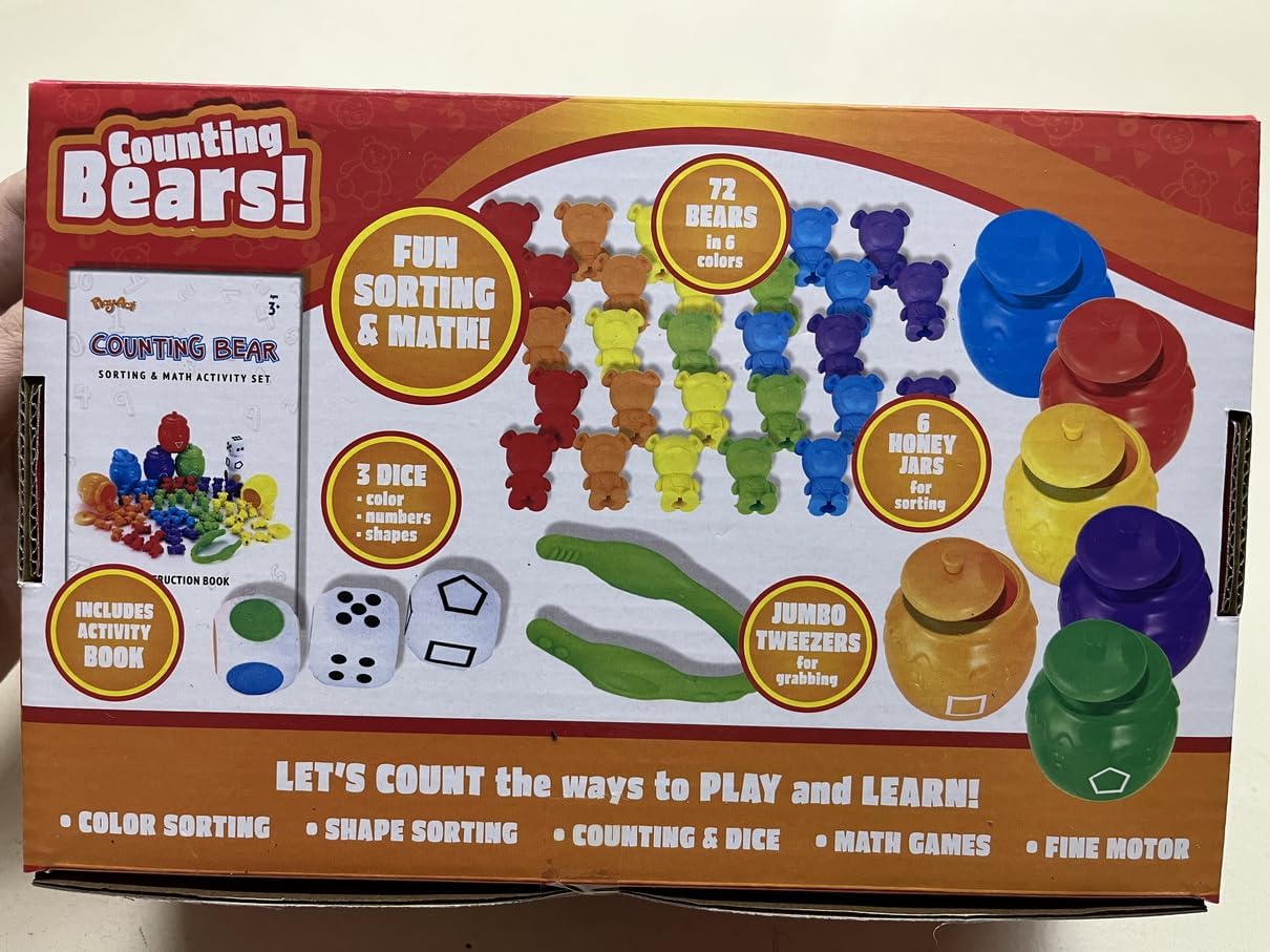 JOYIN Rainbow Counting Bears with Matching Sorting Cups  83 Pcs Set Learning Toys for Kids Age 3 Number Sorting Color Recognition Tweezers Dice Instruction Book Educational Gift