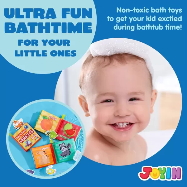JOYIN 12 Pcs Bath Books Nontoxic Fabric Soft Crinkly Cloth Books Waterproof Bathtub Pool and Early Education First Toys for Infant Newborn Baby Toddlers Kids Birthday Gifts