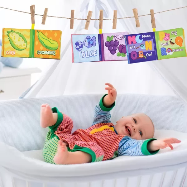 JOYIN 12 Pcs Bath Books Nontoxic Fabric Soft Crinkly Cloth Books Waterproof Bathtub Pool and Early Education First Toys for Infant Newborn Baby Toddlers Kids Birthday Gifts