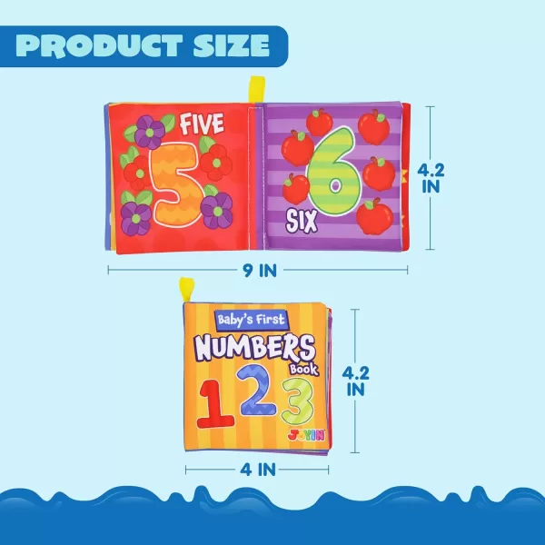JOYIN 12 Pcs Bath Books Nontoxic Fabric Soft Crinkly Cloth Books Waterproof Bathtub Pool and Early Education First Toys for Infant Newborn Baby Toddlers Kids Birthday Gifts