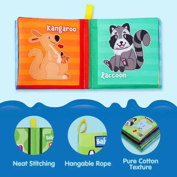 JOYIN 12 Pcs Bath Books Nontoxic Fabric Soft Crinkly Cloth Books Waterproof Bathtub Pool and Early Education First Toys for Infant Newborn Baby Toddlers Kids Birthday Gifts
