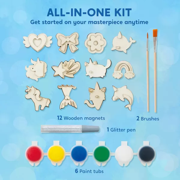 JOYIN 12 Wooden Magnet Creativity Arts ampamp Crafts Painting Kit for Kids Decorate Your Own Painting Gift for Easter Basket Stuffers Birthday Parties and Family Crafts Party Favors for Boys GirlsFantasy