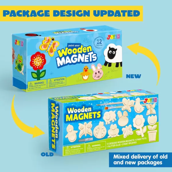 JOYIN 12 Wooden Magnet Creativity Arts ampamp Crafts Painting Kit for Kids Decorate Your Own Painting Gift for Easter Basket Stuffers Birthday Parties and Family Crafts Party Favors for Boys GirlsNature