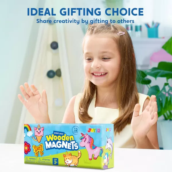 JOYIN 12 Wooden Magnet Creativity Arts ampamp Crafts Painting Kit for Kids Decorate Your Own Painting Gift for Easter Basket Stuffers Birthday Parties and Family Crafts Party Favors for Boys GirlsFantasy