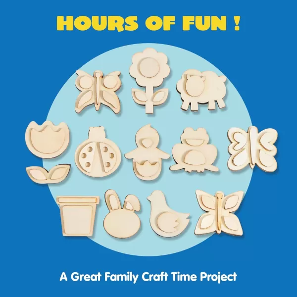 JOYIN 12 Wooden Magnet Creativity Arts ampamp Crafts Painting Kit for Kids Decorate Your Own Painting Gift for Easter Basket Stuffers Birthday Parties and Family Crafts Party Favors for Boys GirlsNature