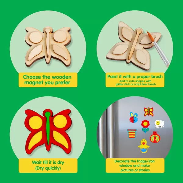 JOYIN 12 Wooden Magnet Creativity Arts ampamp Crafts Painting Kit for Kids Decorate Your Own Painting Gift for Easter Basket Stuffers Birthday Parties and Family Crafts Party Favors for Boys GirlsNature