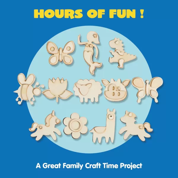 JOYIN 12 Wooden Magnet Creativity Arts ampamp Crafts Painting Kit for Kids Decorate Your Own Painting Gift for Easter Basket Stuffers Birthday Parties and Family Crafts Party Favors for Boys GirlsAnimal