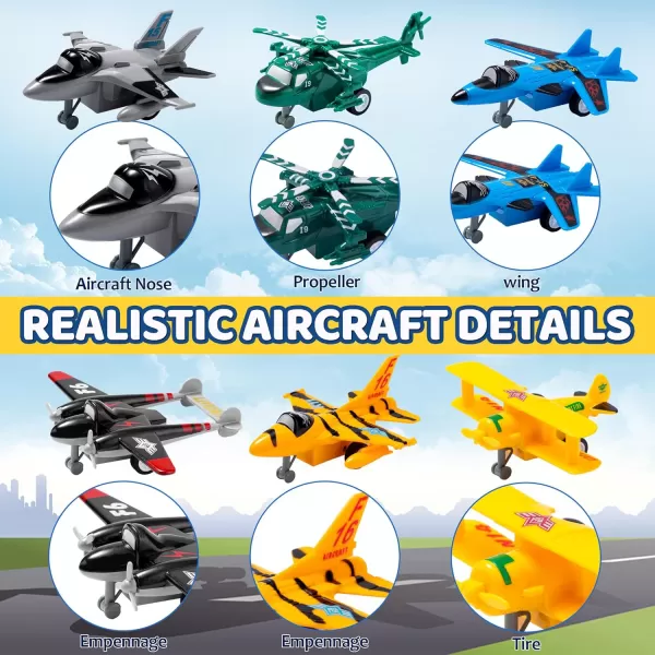 JOYIN 16 Pcs Pull Back Airplane Toys Boys Plane Playset Aircraft Incl Helicopter Toys Fighter Jet Toys Bomber Toys Biplane Toy Gifts for Toddler Kids 3 Years Old Kids Presents Toys