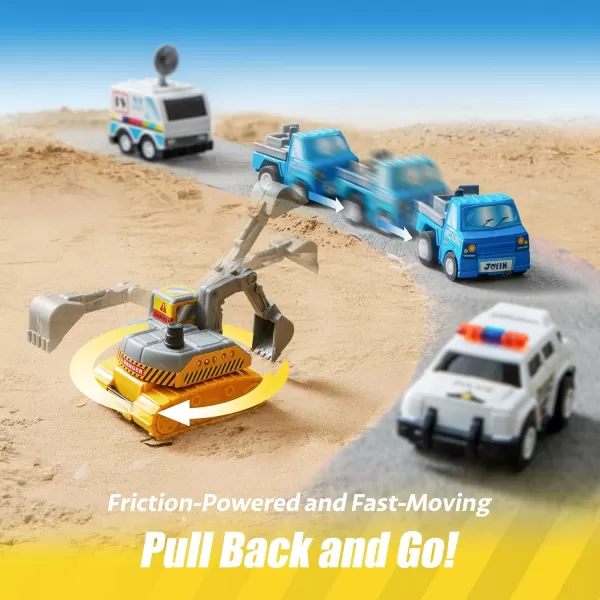 JOYIN 18 Pcs Pull Back City Cars and Trucks Toy Vehicles Set Friction Powered Cars Toys for Toddlers Boys Girls Educational Play Goodie Bags Stuffers