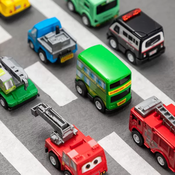 JOYIN 18 Pcs Pull Back City Cars and Trucks Toy Vehicles Set Friction Powered Cars Toys for Toddlers Boys Girls Educational Play Goodie Bags Stuffers