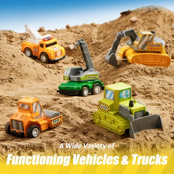 JOYIN 18 Pcs Pull Back City Cars and Trucks Toy Vehicles Set Friction Powered Cars Toys for Toddlers Boys Girls Educational Play Goodie Bags Stuffers