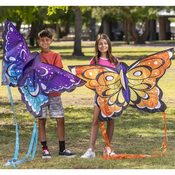 JOYIN 2 Packs 524 Wide Giant Butterfly Kite Yellow and Blue Color Easy to Fly Huge Kites for Kids and Adults with 2625 ft Kite String Large Beach Kite for Outdoor Games and Activities