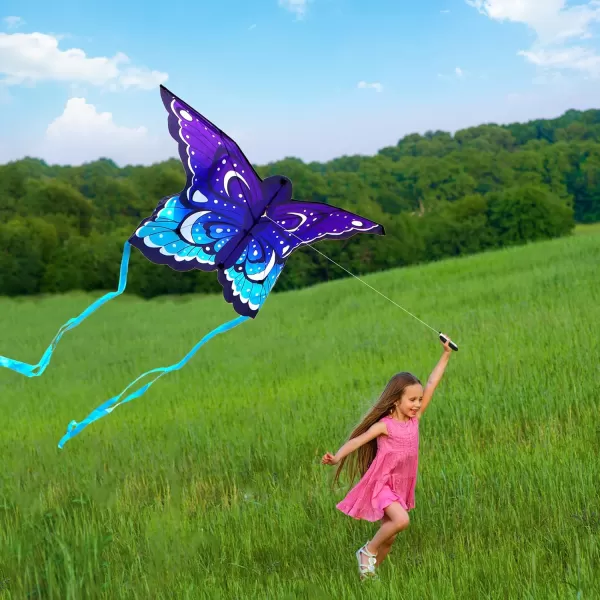 JOYIN 2 Packs 524 Wide Giant Butterfly Kite Yellow and Blue Color Easy to Fly Huge Kites for Kids and Adults with 2625 ft Kite String Large Beach Kite for Outdoor Games and Activities