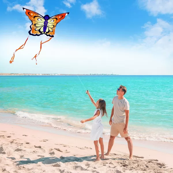 JOYIN 2 Packs 524 Wide Giant Butterfly Kite Yellow and Blue Color Easy to Fly Huge Kites for Kids and Adults with 2625 ft Kite String Large Beach Kite for Outdoor Games and Activities