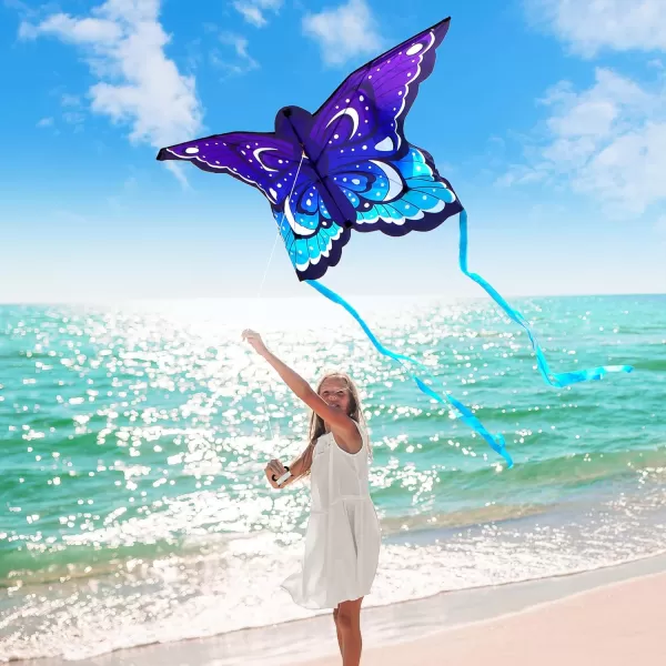 JOYIN 2 Packs 524 Wide Giant Butterfly Kite Yellow and Blue Color Easy to Fly Huge Kites for Kids and Adults with 2625 ft Kite String Large Beach Kite for Outdoor Games and Activities