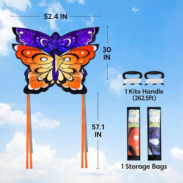 JOYIN 2 Packs 524 Wide Giant Butterfly Kite Yellow and Blue Color Easy to Fly Huge Kites for Kids and Adults with 2625 ft Kite String Large Beach Kite for Outdoor Games and Activities