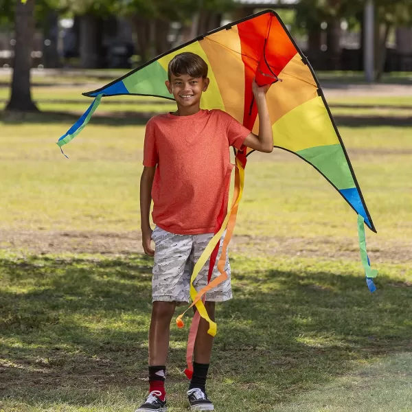 JOYIN 2 Packs Large Delta Kite Green and Multicolor Kite Easy to Fly Huge Kites for Kids and Adults with 2625 ft Kite String Large Delta Beach Kite for Outdoor Games and ActivitiesGreenRainbow