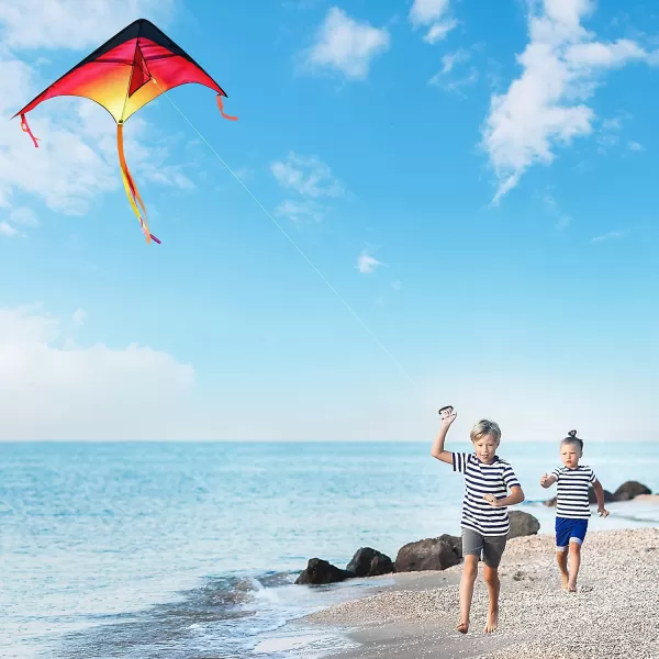 JOYIN 2 Packs Large Delta Kite Orange and Green Easy to Fly Huge Kites for Kids and Adults with 2625 ft Kite String Large Delta Beach Kite for Outdoor Games and Activities
