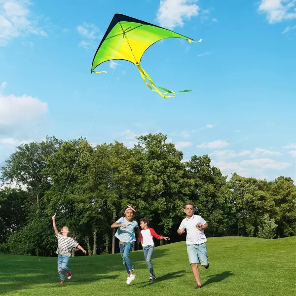 JOYIN 2 Packs Large Delta Kite Orange and Green Easy to Fly Huge Kites for Kids and Adults with 2625 ft Kite String Large Delta Beach Kite for Outdoor Games and Activities