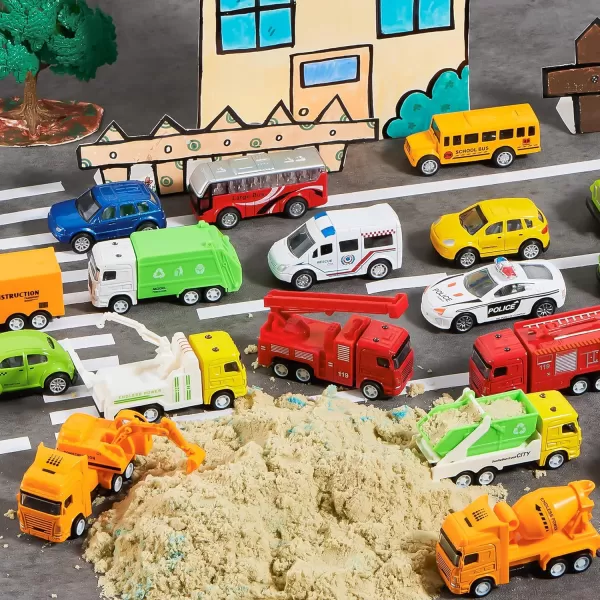 JOYIN 20PCS Die Cast Metal Pull Back Toy Cars Vehicle Set for Toddlers Child Party Favors Cake Toppers Stocking Stuffers Race Cars for Boys Gift Set for Babies