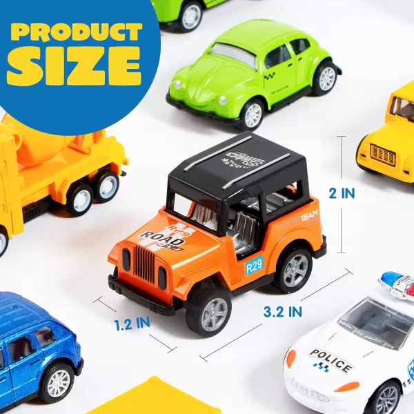 JOYIN 20PCS Die Cast Metal Pull Back Toy Cars Vehicle Set for Toddlers Child Party Favors Cake Toppers Stocking Stuffers Race Cars for Boys Gift Set for Babies