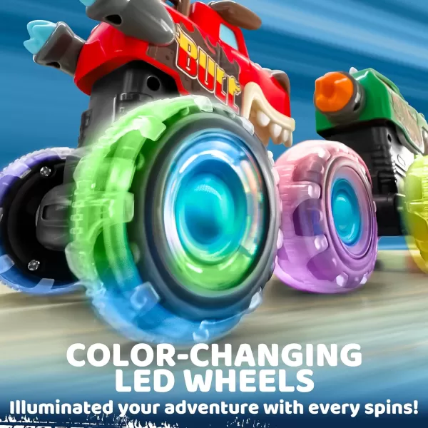 JOYIN 3 Pack Monster Truck Toy  Motion Activated LightUp Cars for Toddlers  Monster Treads Lightning Wheels  Baby Toy Press ampamp Go Cars for Boys Girls