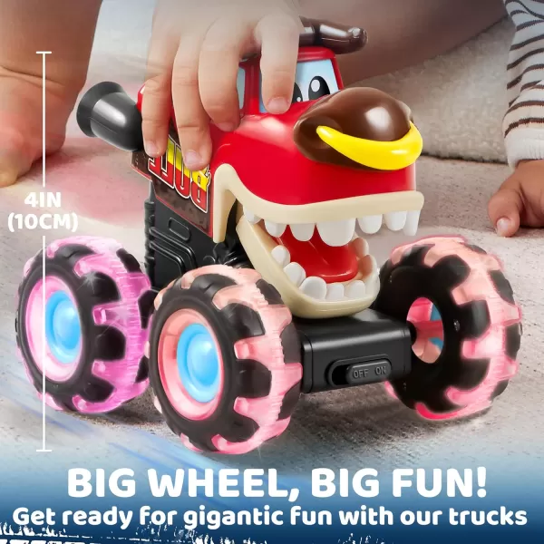 JOYIN 3 Pack Monster Truck Toy  Motion Activated LightUp Cars for Toddlers  Monster Treads Lightning Wheels  Baby Toy Press ampamp Go Cars for Boys Girls