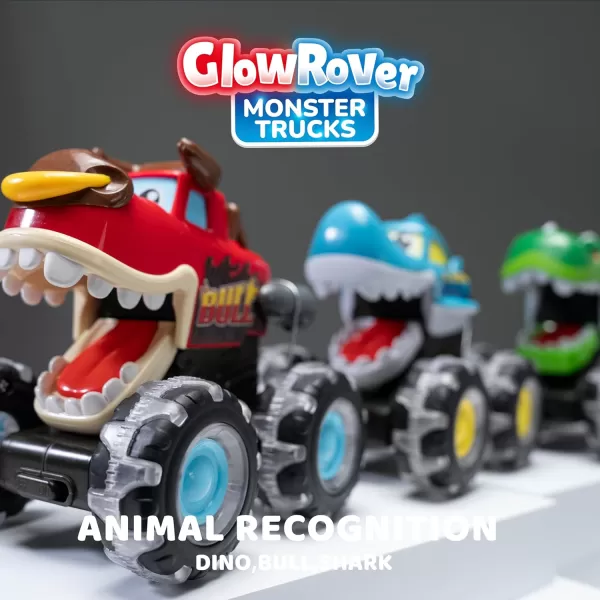 JOYIN 3 Pack Monster Truck Toy  Motion Activated LightUp Cars for Toddlers  Monster Treads Lightning Wheels  Baby Toy Press ampamp Go Cars for Boys Girls