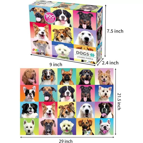 JOYIN 300 pcs Multicolor Dogs Puzzles Jigsaw Puzzle for Kids and Adults29quot x 21quot Puppy Theme Puzzles for Teens Collection Gift Home Art Decor