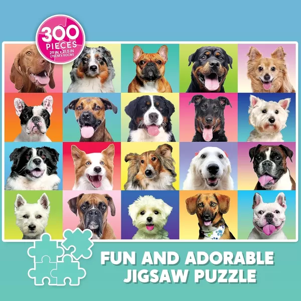 JOYIN 300 pcs Multicolor Dogs Puzzles Jigsaw Puzzle for Kids and Adults29quot x 21quot Puppy Theme Puzzles for Teens Collection Gift Home Art Decor