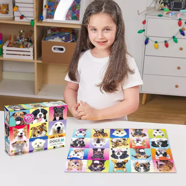 JOYIN 300 pcs Multicolor Dogs Puzzles Jigsaw Puzzle for Kids and Adults29quot x 21quot Puppy Theme Puzzles for Teens Collection Gift Home Art Decor