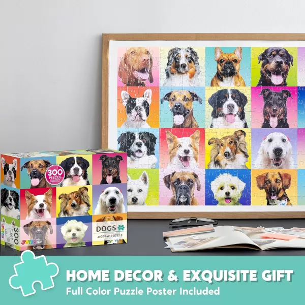 JOYIN 300 pcs Multicolor Dogs Puzzles Jigsaw Puzzle for Kids and Adults29quot x 21quot Puppy Theme Puzzles for Teens Collection Gift Home Art Decor