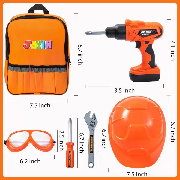 JOYIN 32PCS Kids Tool Set Pretend Play Toddler Tool Toys with Construction Backpack Costume ampamp Electronic Toy Drill for Boy Girl Halloween Present Birthday Dress Up Party