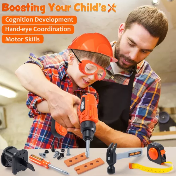 JOYIN 32PCS Kids Tool Set Pretend Play Toddler Tool Toys with Construction Backpack Costume ampamp Electronic Toy Drill for Boy Girl Halloween Present Birthday Dress Up Party